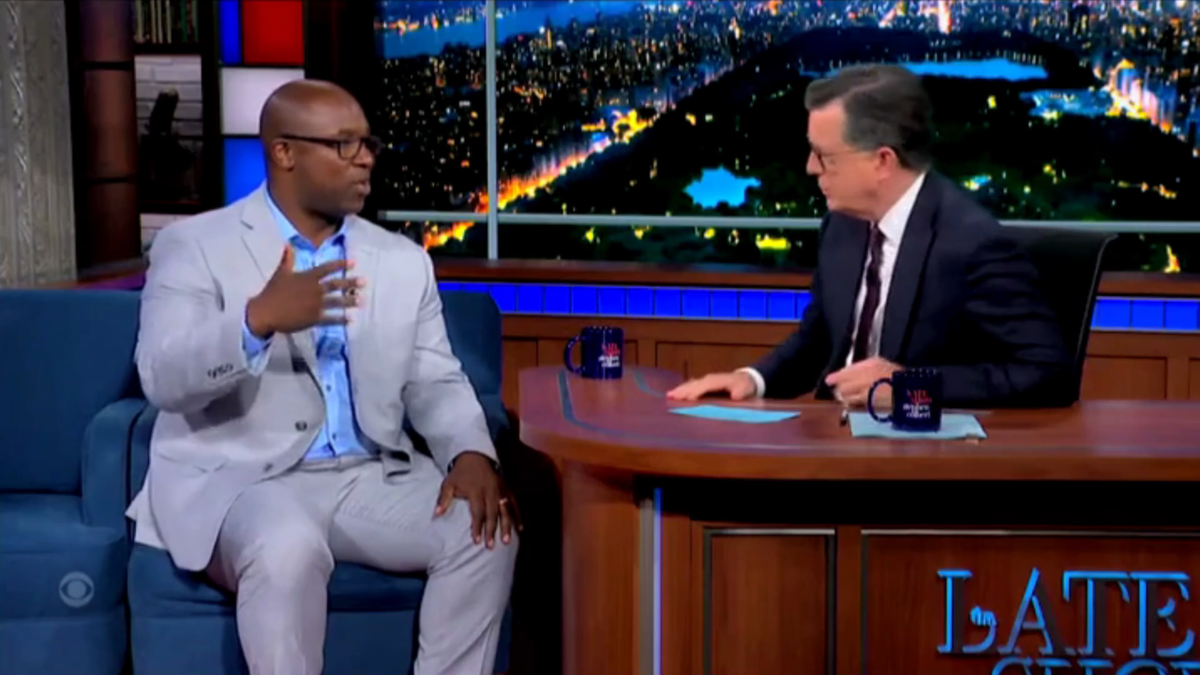 Jamaal Bowman with Stephen Colbert