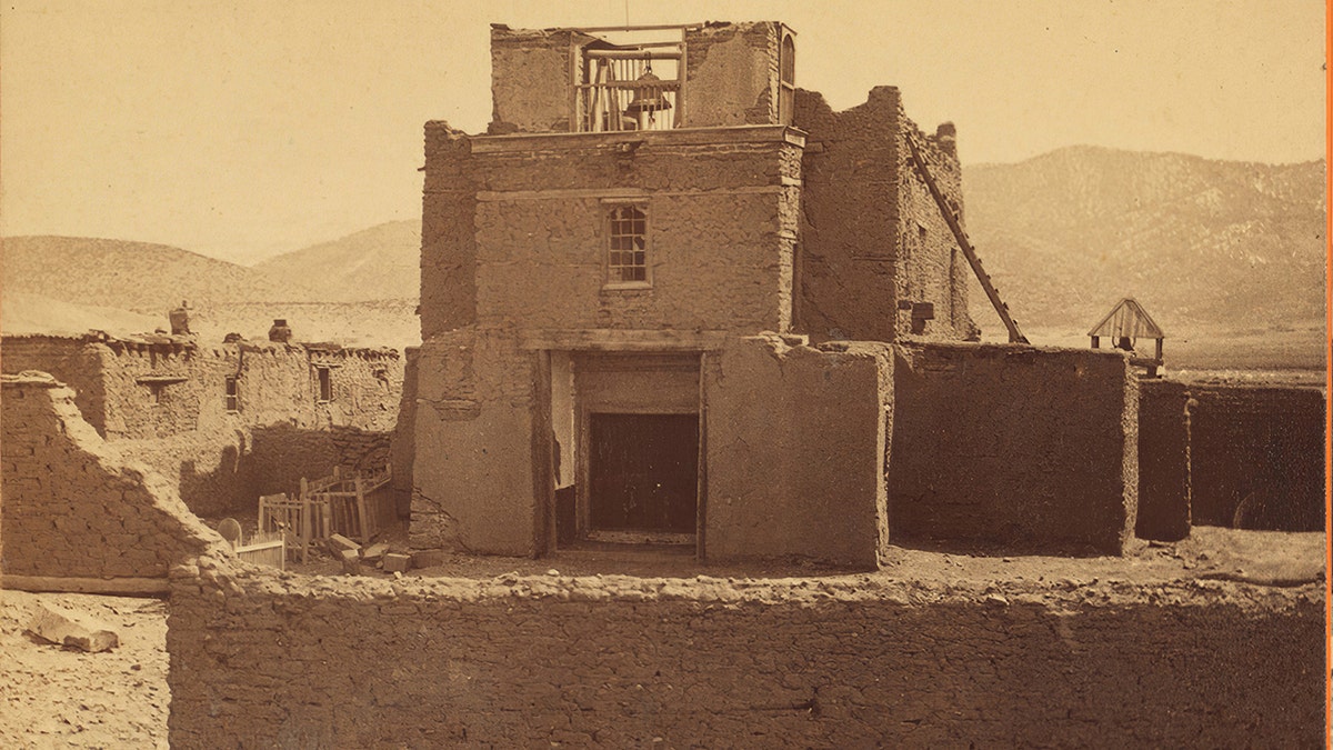 A photo of San Miguel Chapel dating back to 1845-1903