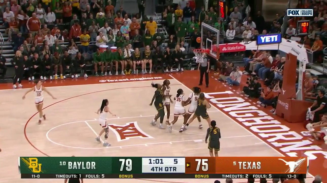 Baylor's Dre'una Edwards finishes a tough layup to help seal victory over Texas 