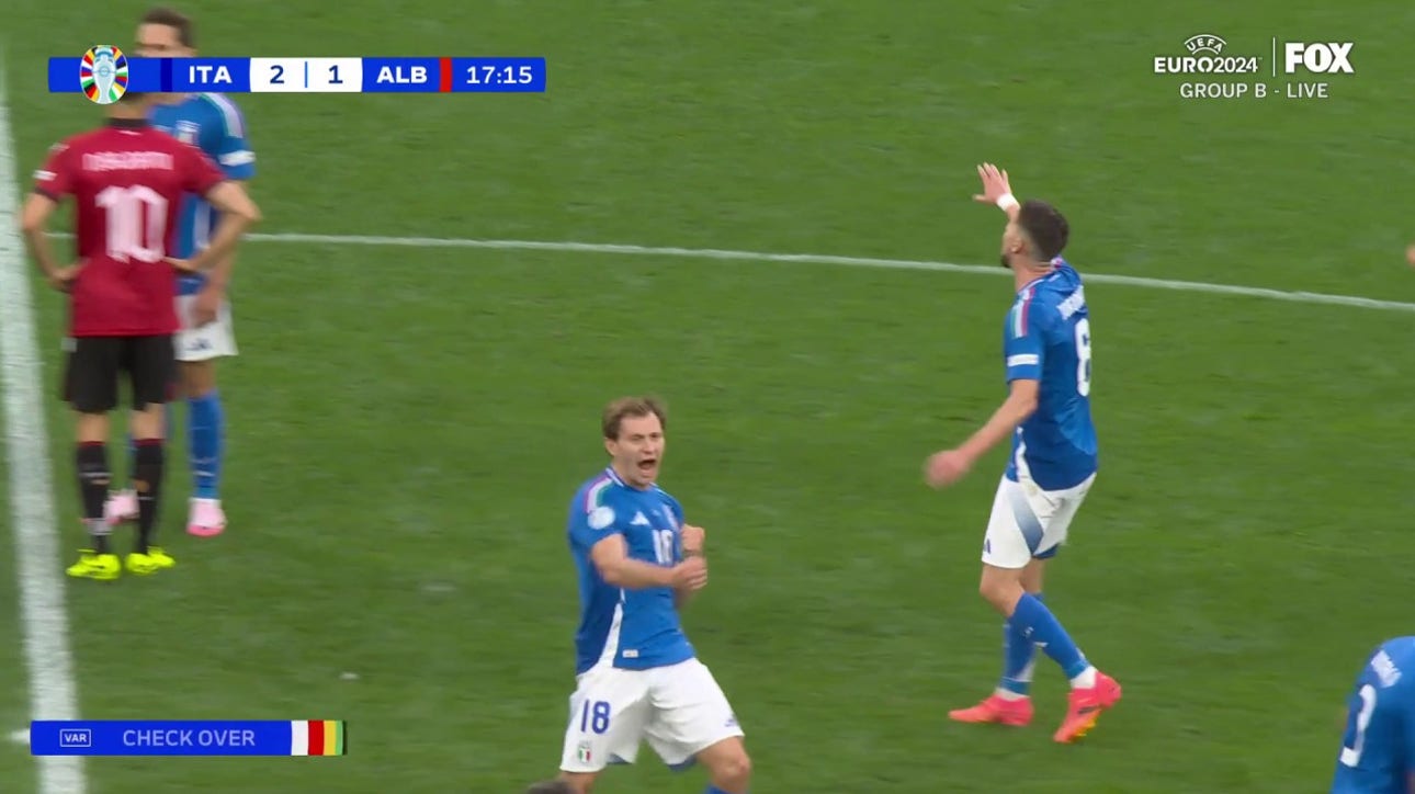 Nicolò Barella's strike in 16' gives Italy a 2-1 lead over Albania | UEFA Euro 2024