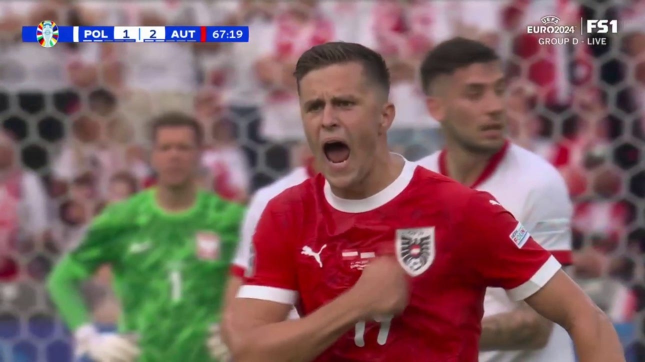 Austria takes a 2-1 lead vs. Poland after a strike by Christoph Baumgartner | UEFA Euro 2024