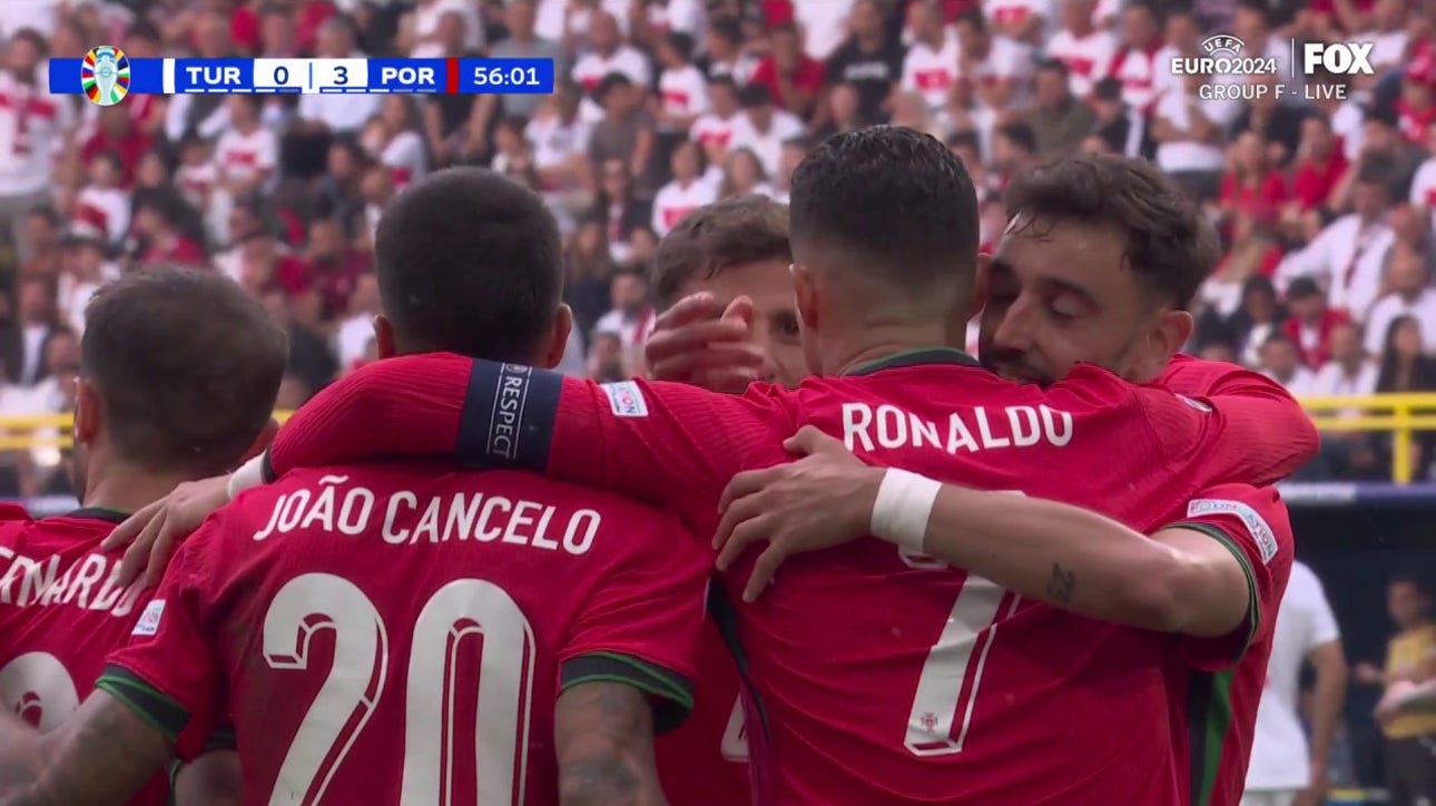 Cristiano Ronaldo sets up Bruno Fernandes who scores to give Portugal a 3-0 lead over Türkiye | UEFA Euro 2024 