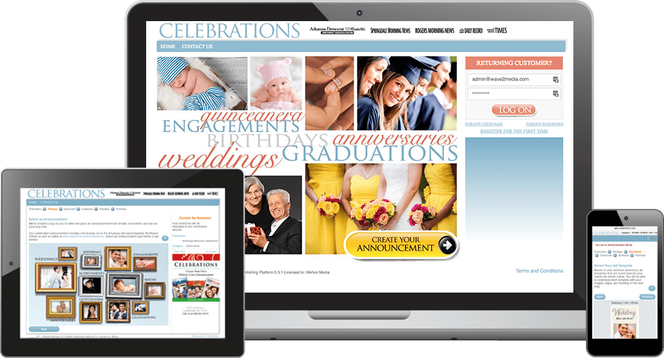 Self Serve Newspaper Celebrations Software