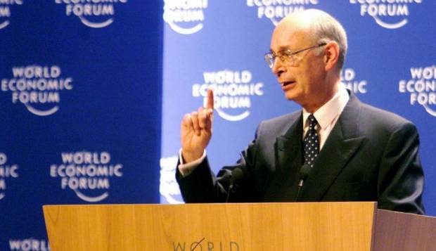 Davos. Presidente e fundador do Fórum Econômico Mundial, professor Klaus Schwab discursa na abertura do encontro