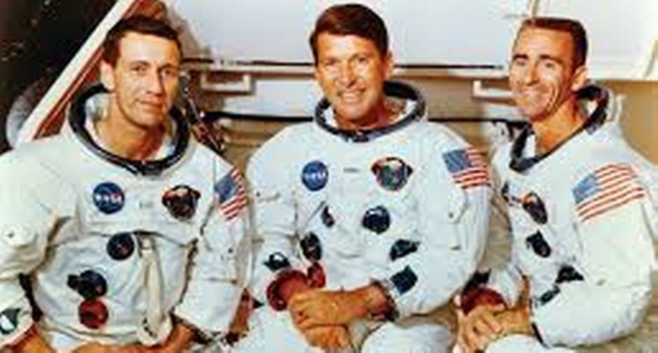 Pioneiros. Os astronautas da Apollo 7, Walter Schirra, Don Eisele e Walter Cunningham: primeira missão tripulada americana bem-sucedida