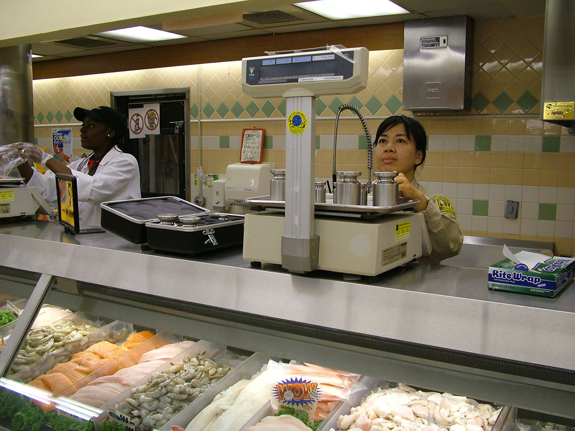 Police woman making sure scales are up to par