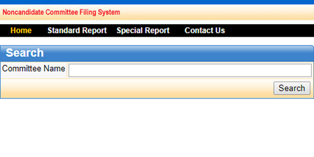 screenshot of noncandidate filing system website