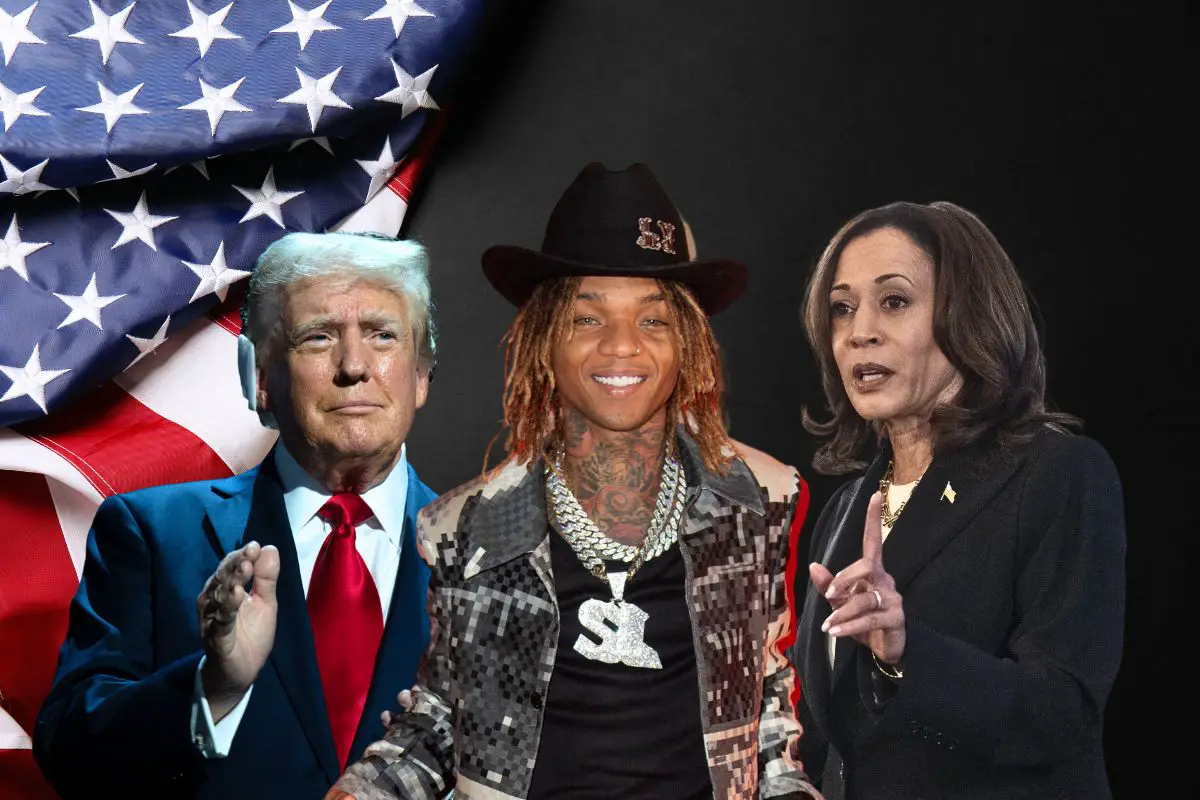 Donald Trump, Swae Lee and Kamala Harris