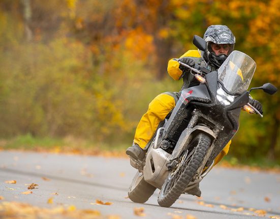 Motorcycle driving down road