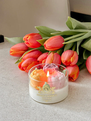 Peony Bouquet Candle, originally designed and handcrafted.