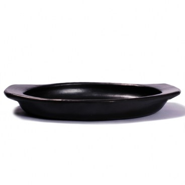 Black Clay Oval Serving Plate with Handle