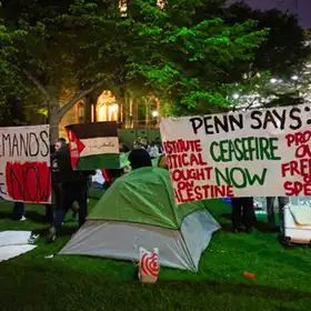 Pro-Palestinian students and faculty at Drexel University (Credit: MATTHEW HATCHER/AFP via Getty Images)