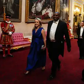LONDON, ENGLAND - JUNE 25: Shadow foreign secretary David Lammy makes his way along the East Gallery to attend the State Banquet for Emperor Naruhito and his wife Empress Masako of Japan at Buckingham Palace on June 25, 2024 in London, England. The Japanese royal couple arrived in Britain for a three-day state visit hosted by King Charles III. (Photo by Aaron Chown - WPA Pool/Getty Images)