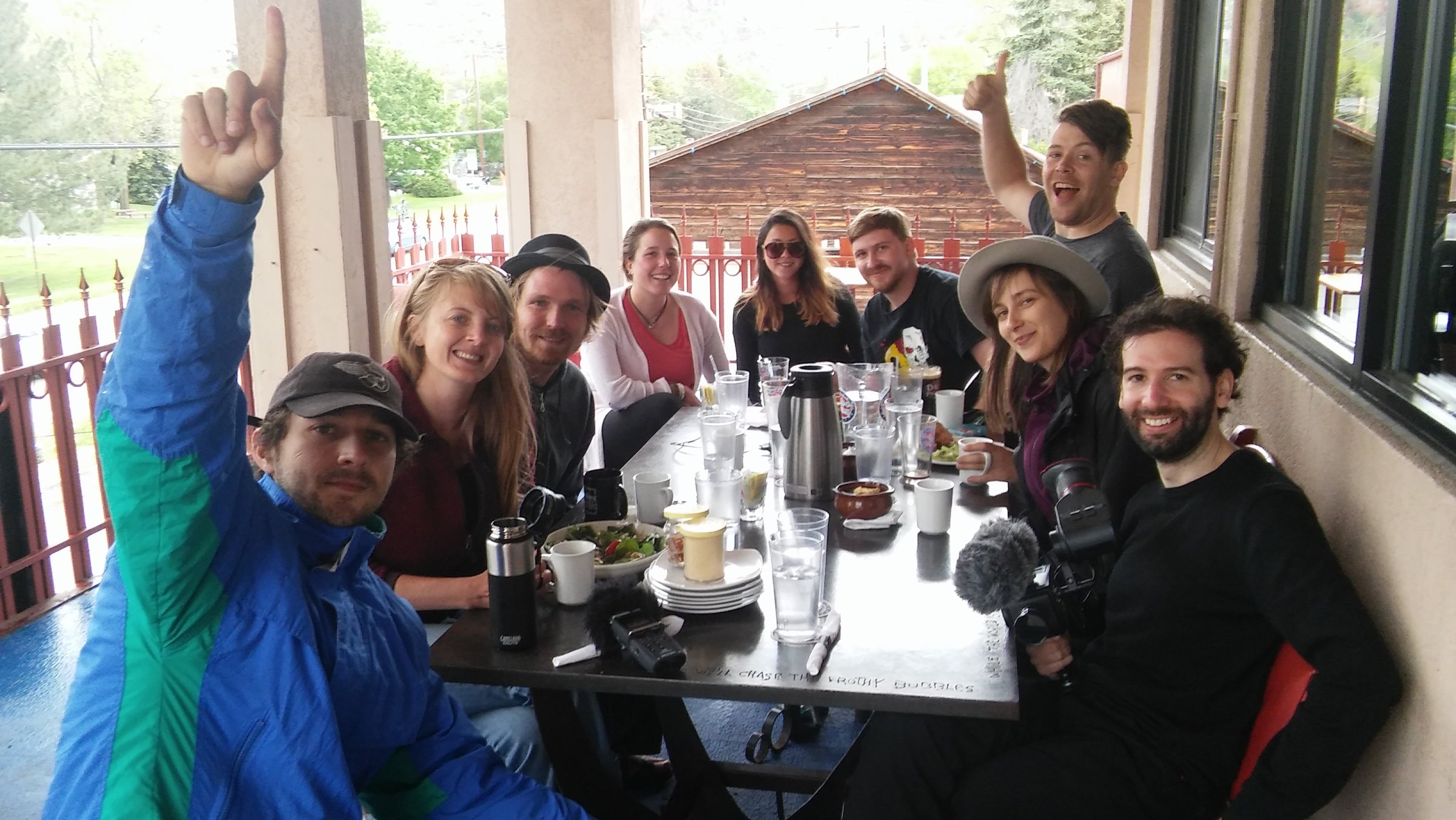 Shia LaBeouf is pictured here with fans who took him up on his #TakeMeAnywhere offer on May 23, 2016.