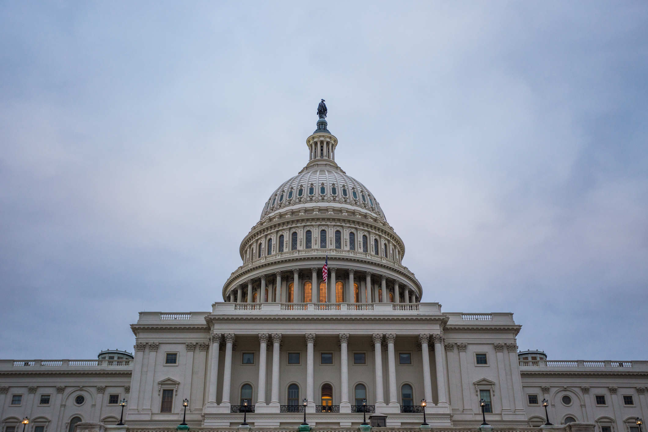 Capitol Building up close overcast at dusk