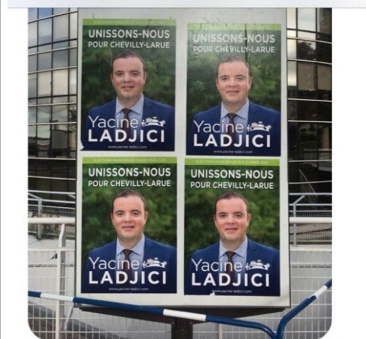 <b></b> Saint-Maurice, ce lundi matin. Les affiches du candidat aux municipales à Chevilly-Larue Yacine Ladjici se sont retrouvées à Saint-Maurice.