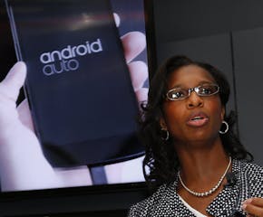Alicia Boler-Davis, General Motors senior vice president, Global Connected Customer Experience, speaks about Google's Android Auto system in 2015.