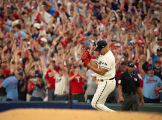 Minnesota Twins relief pitcher Jhoan Duran celebrated the final out of the game. The Minnesota Twins defeated the Toronto Blue Jays 3-1 in Game 1 of t