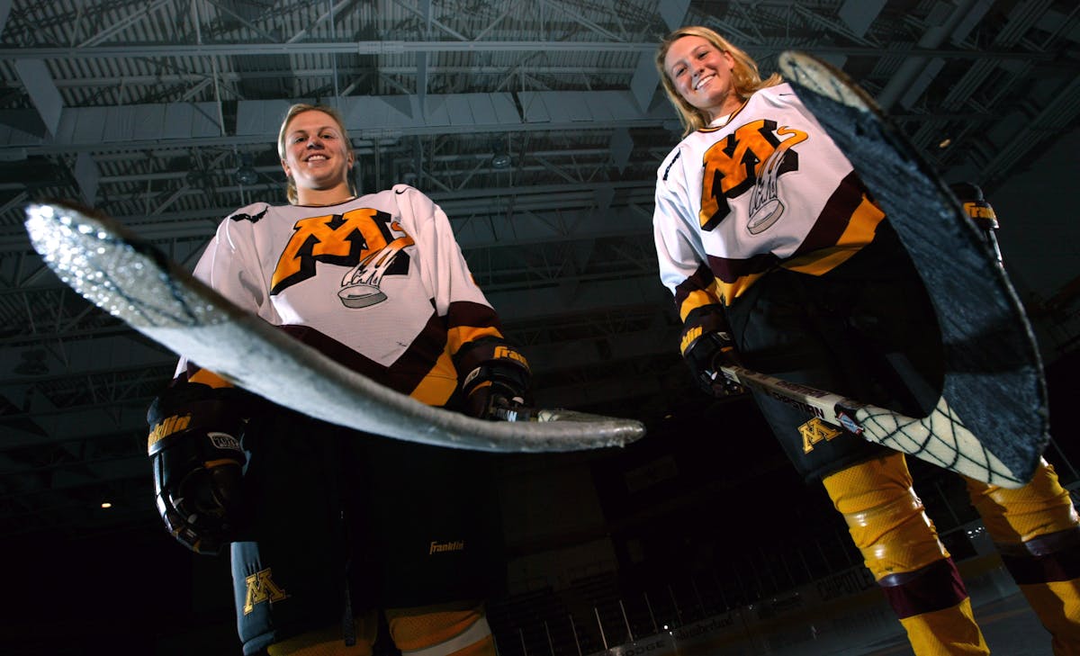 Natalie Darwitz and Krissy Wendell were star freshman players for the Gophers in 2002.