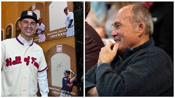 While Joe Mauer was being introduced in Cooperstown this week, you-know-who had to step in as a last-minute fill-in.