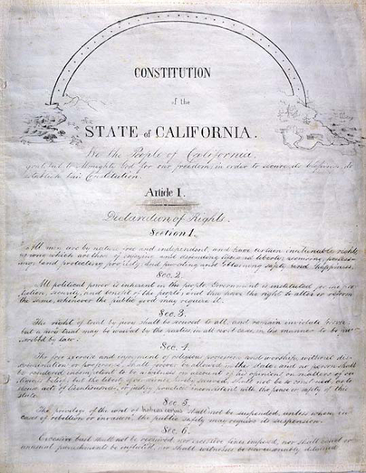 First page of California's 1849 State Constitution