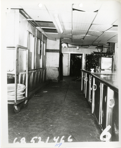 Black and white photo of the Ambassador Hotel pantry