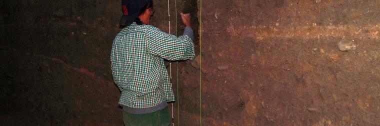 Collecting micromorphology samples at Chiripa, Bolivia