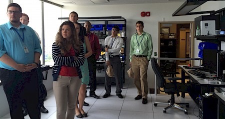 Interns tour cyber crimes forensic laboratory at the Attorney General's office.