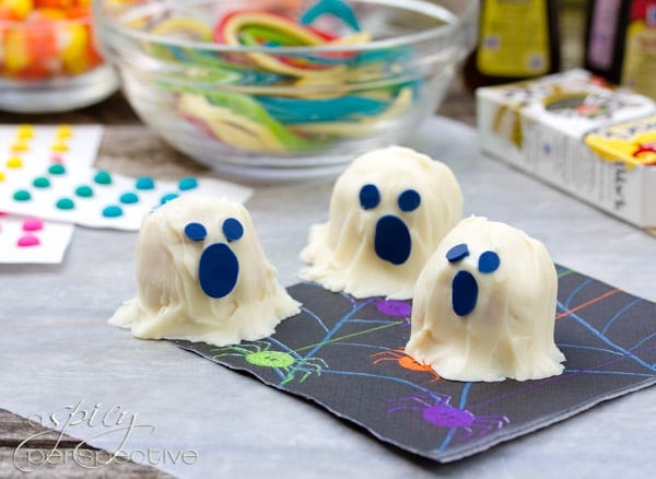 Ghost Cake Truffles | ASpicyPerspective.com #Halloween #Cake #Recipe