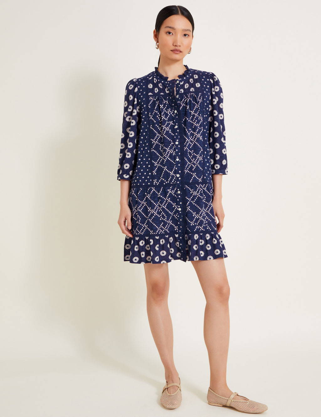 Pure Cotton Printed Knee Length Tea Dress