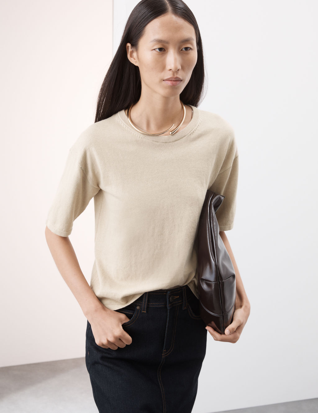 Cotton Rich Knitted Top with Silk