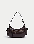 Faux Leather Utility Shoulder Bag