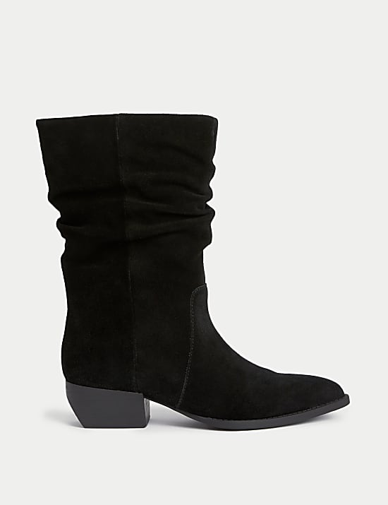 Suede Slouchy Pointed Toe Boots