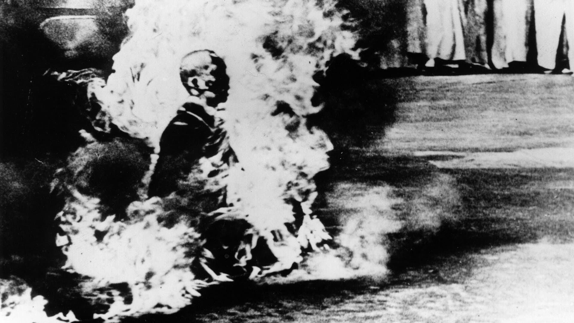 A buddhist monk makes the ultimate protest in Saigon by self-immolation on June 11, 1963.