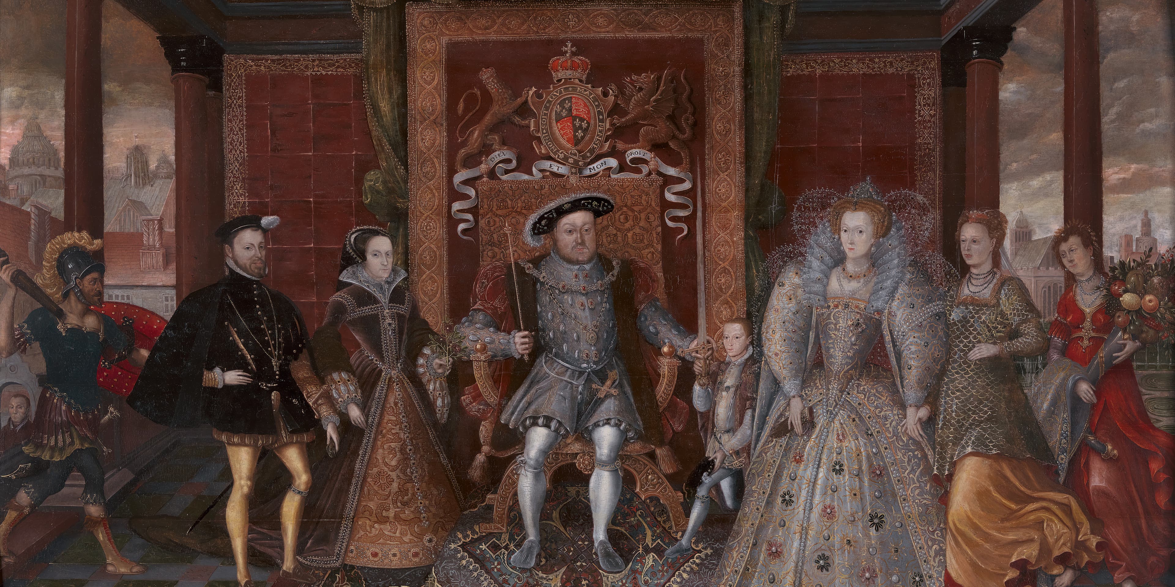 "Allegory of the Tudor Succession (The Family of Henry VIII)," ca. 1590, after Lucas de Heere. Artist unknown.