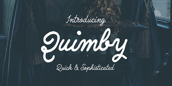 Card displaying Quimby typeface in various styles