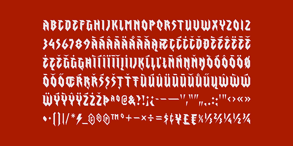 Card displaying Graveblade typeface in various styles