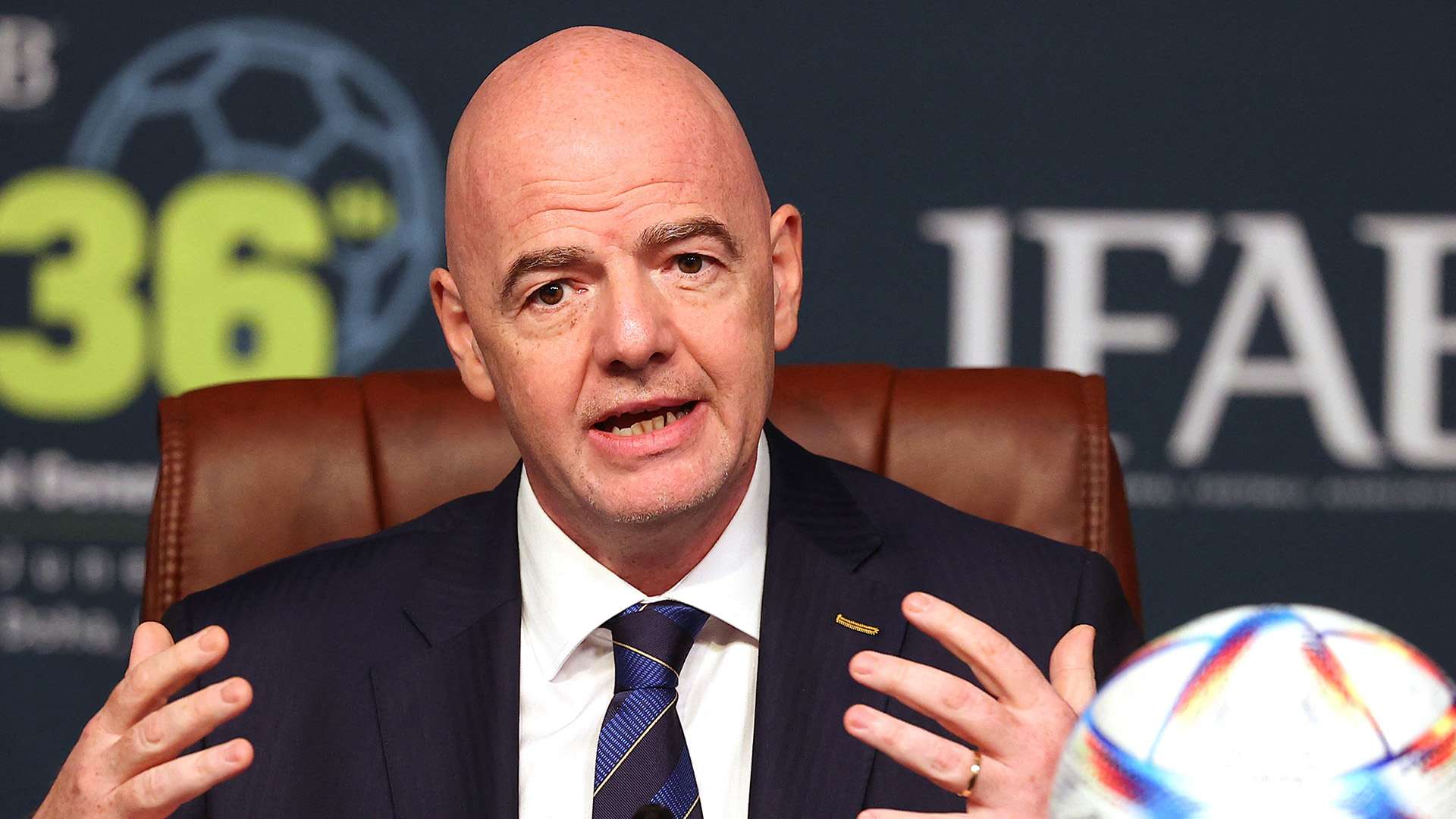 Gianni Infantino, presidente da Fifa em encontro do IFAB, 13062022