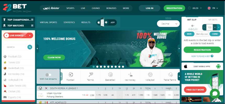 22bet betting site