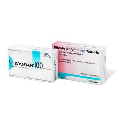 Elleste Solo 2mg tablets and Utrogestan capsules