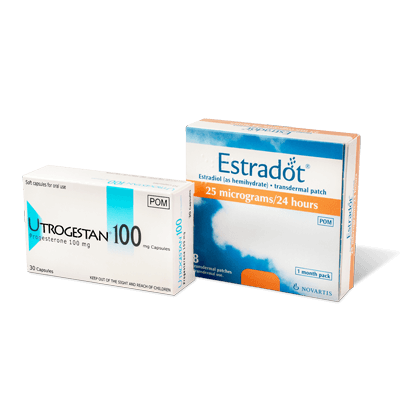 Estradot Patch 25mcg patches and Utrogestan capsules