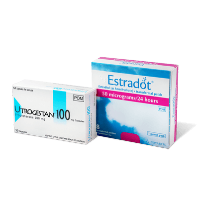 Estradot Patch 50mcg patches and Utrogestan capsules