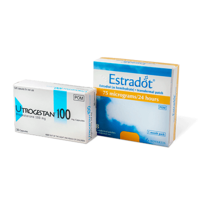 Estradot Patch 75mcg patches and Utrogestan capsules