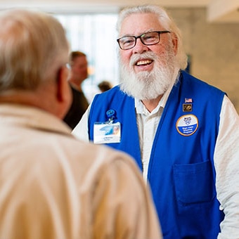 Mayo Clinic volunteer at information desk