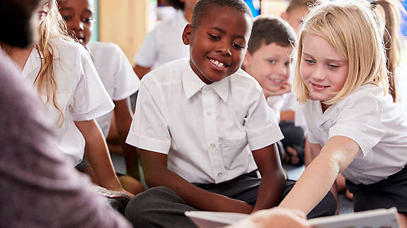 School children reading