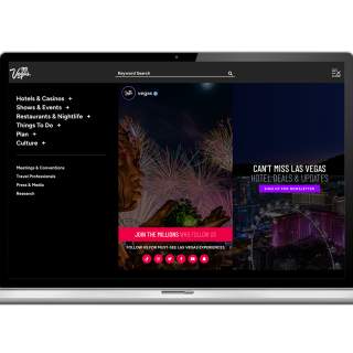 A screen shot of Visit Las Vegas's website navigation.