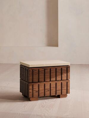 Athens Bedside Table - Travertine - Hover Image