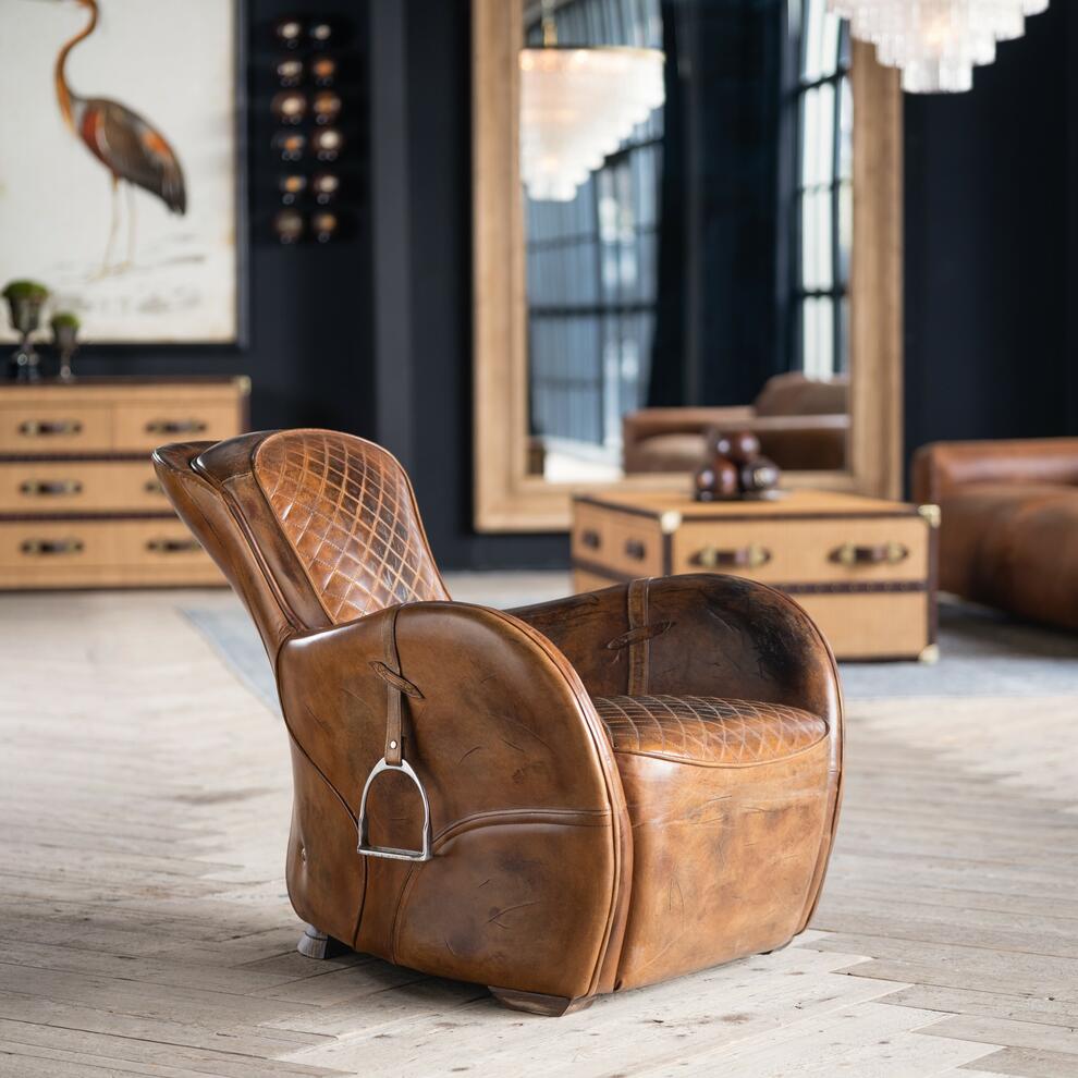 Saddle armchair main product image in Buck'dn Brok'n finish