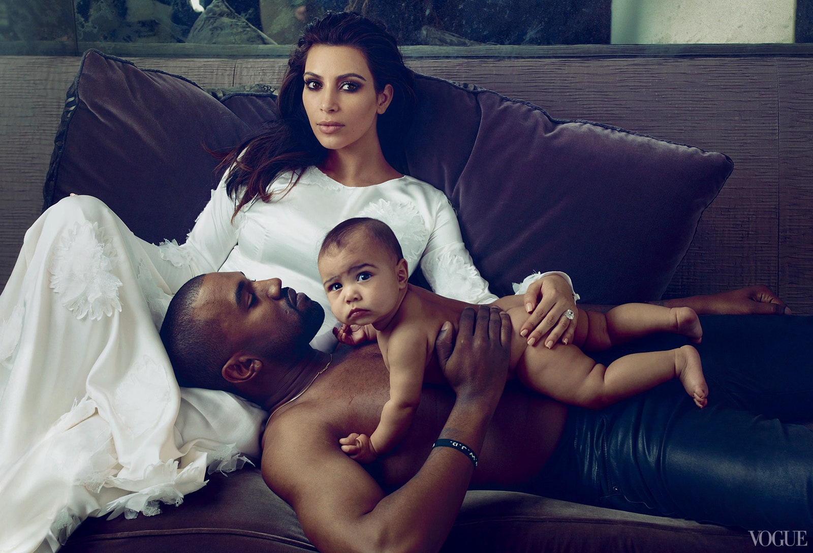 Kim Kardashian Kanye West and Baby North Vogue