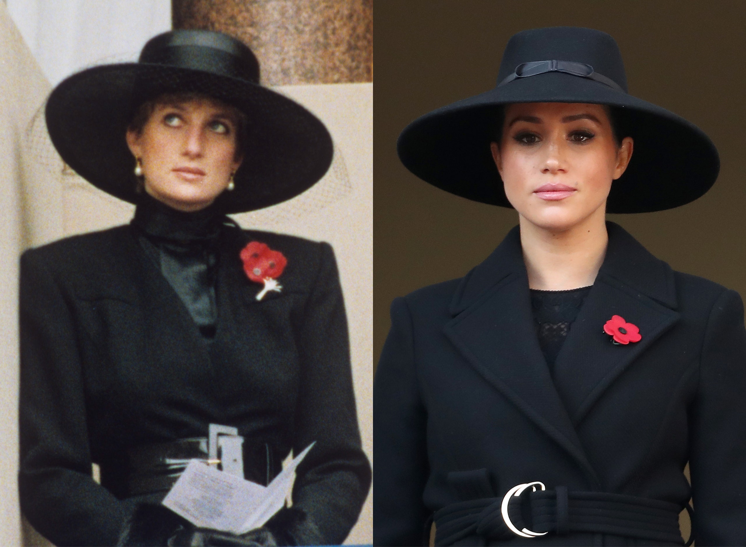 Image may contain Clothing Apparel Hat Human Person Coat Overcoat Suit Diana Princess of Wales and Sun Hat